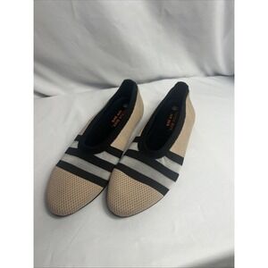 Bernie Mev Mallow Woven Mesh Ballet Flat Women's Size 39 US 8 Neutral Tan Black